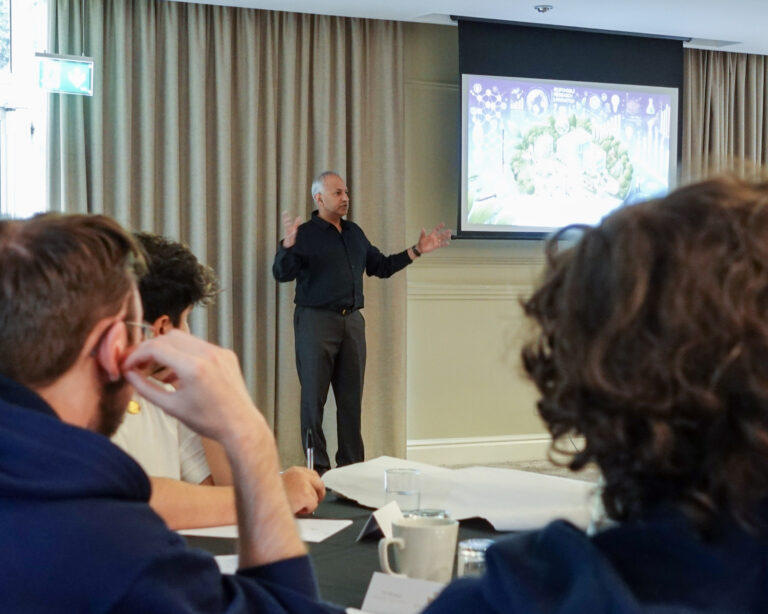 a man delivers a presentation